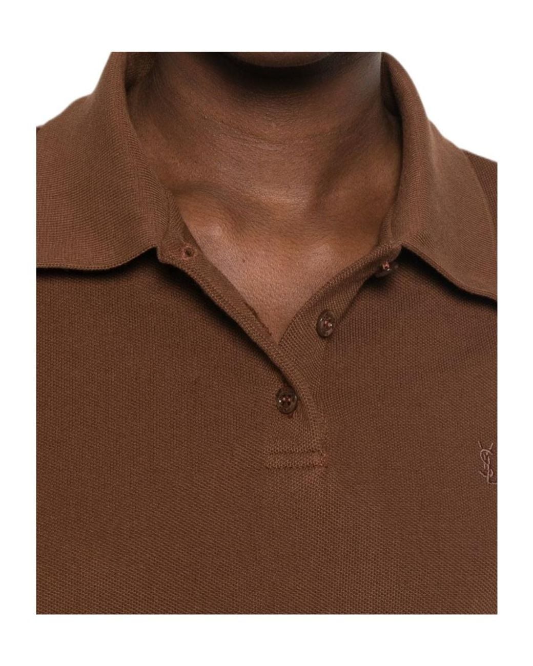 Saint Laurent Brown Le Cassandre Polo Shirt