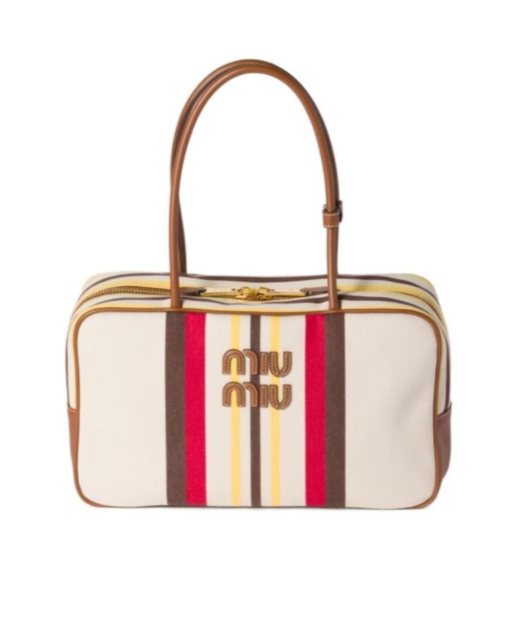 Miu Miu Red Beau Canvas And Leather Bag
