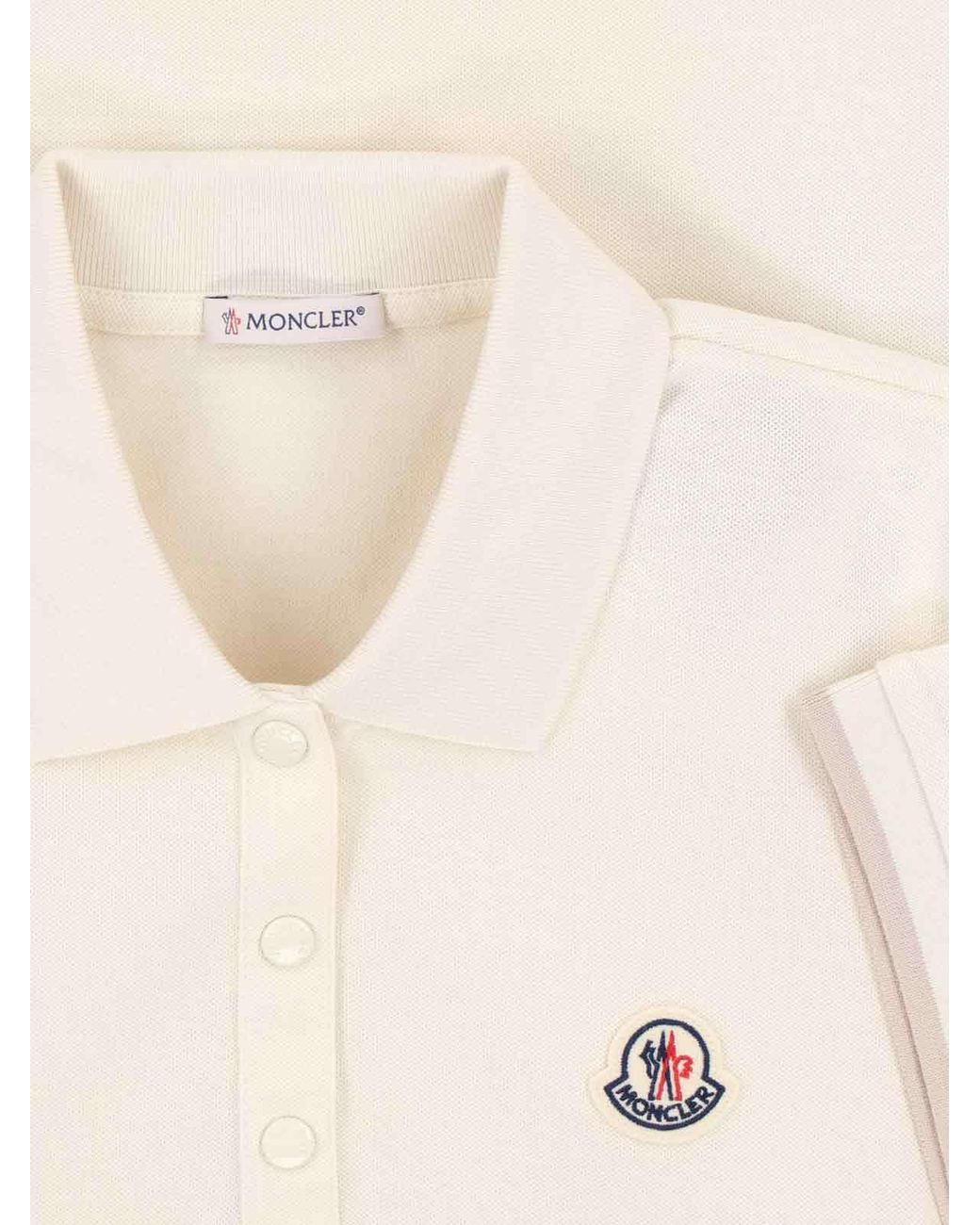 Moncler White Logo Patch Short-Sleeved Polo Shirt