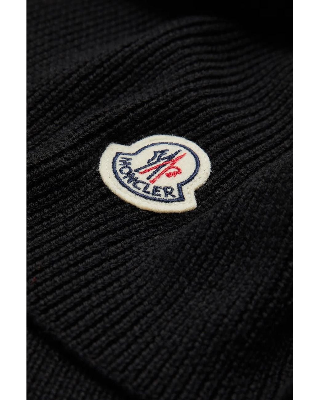 Moncler Black Logo Patch Knit Scarf for men