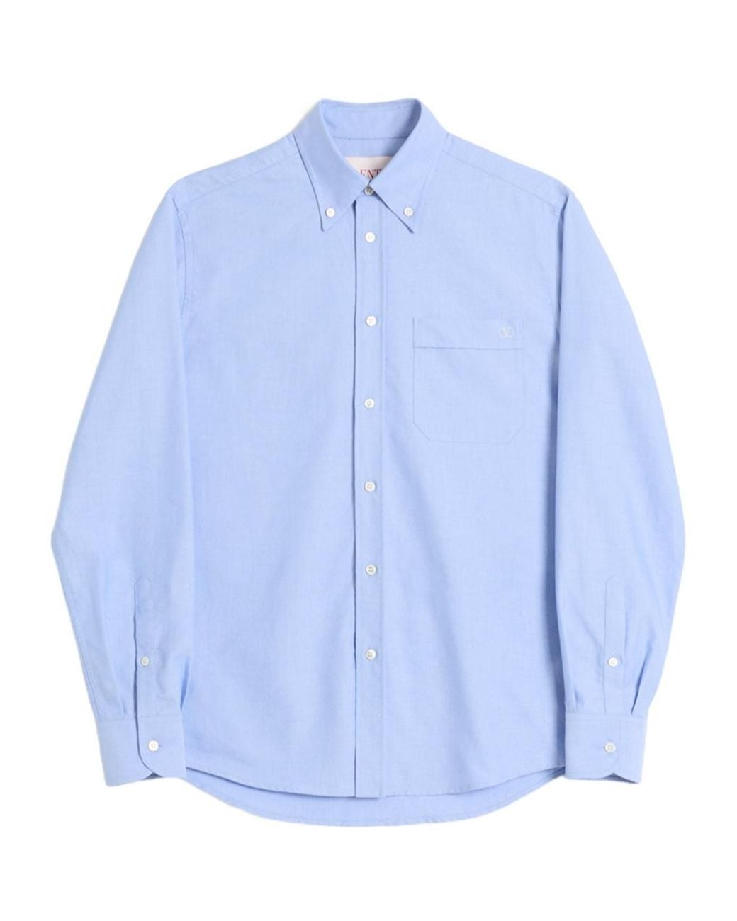 Valentino Blue Logo Embroidered Long-Sleeved Shirt for men