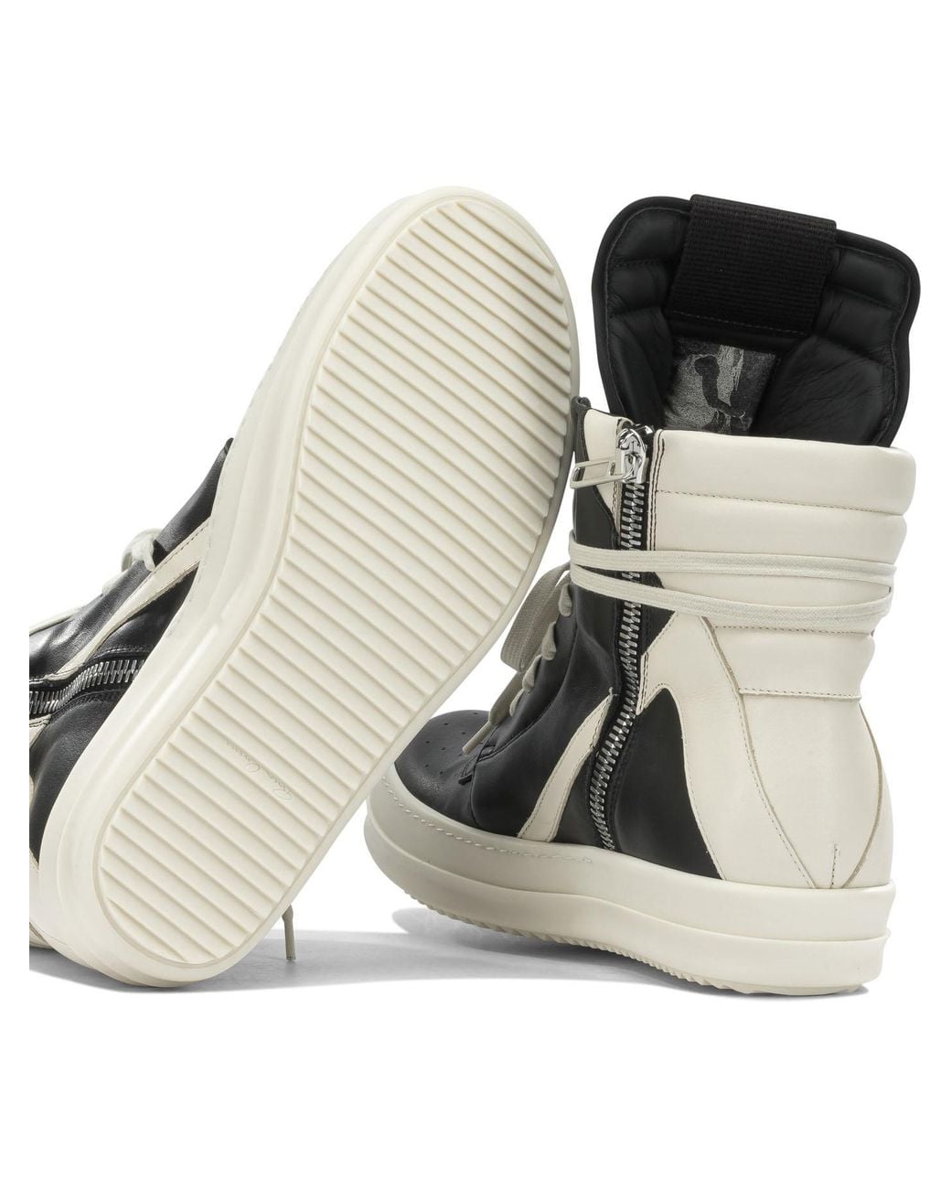 Rick Owens White High Top Lace-Up Sneakers for men
