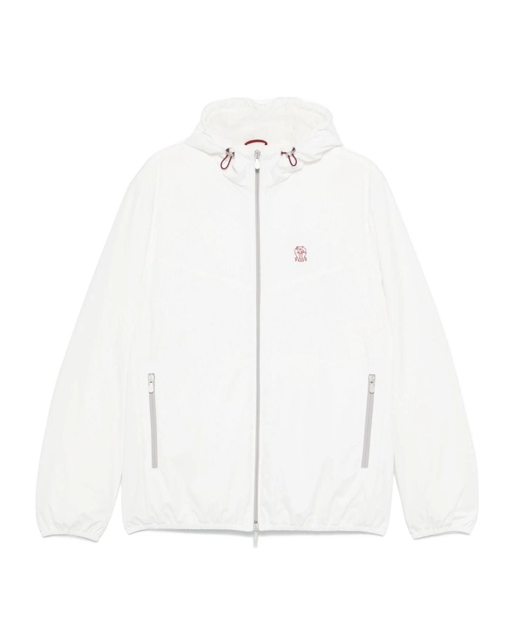 Brunello Cucinelli White Hooded Zip-Fastening Jacket for men
