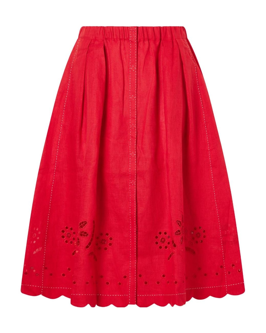 Vita Kin Red Linen Midi Skirt