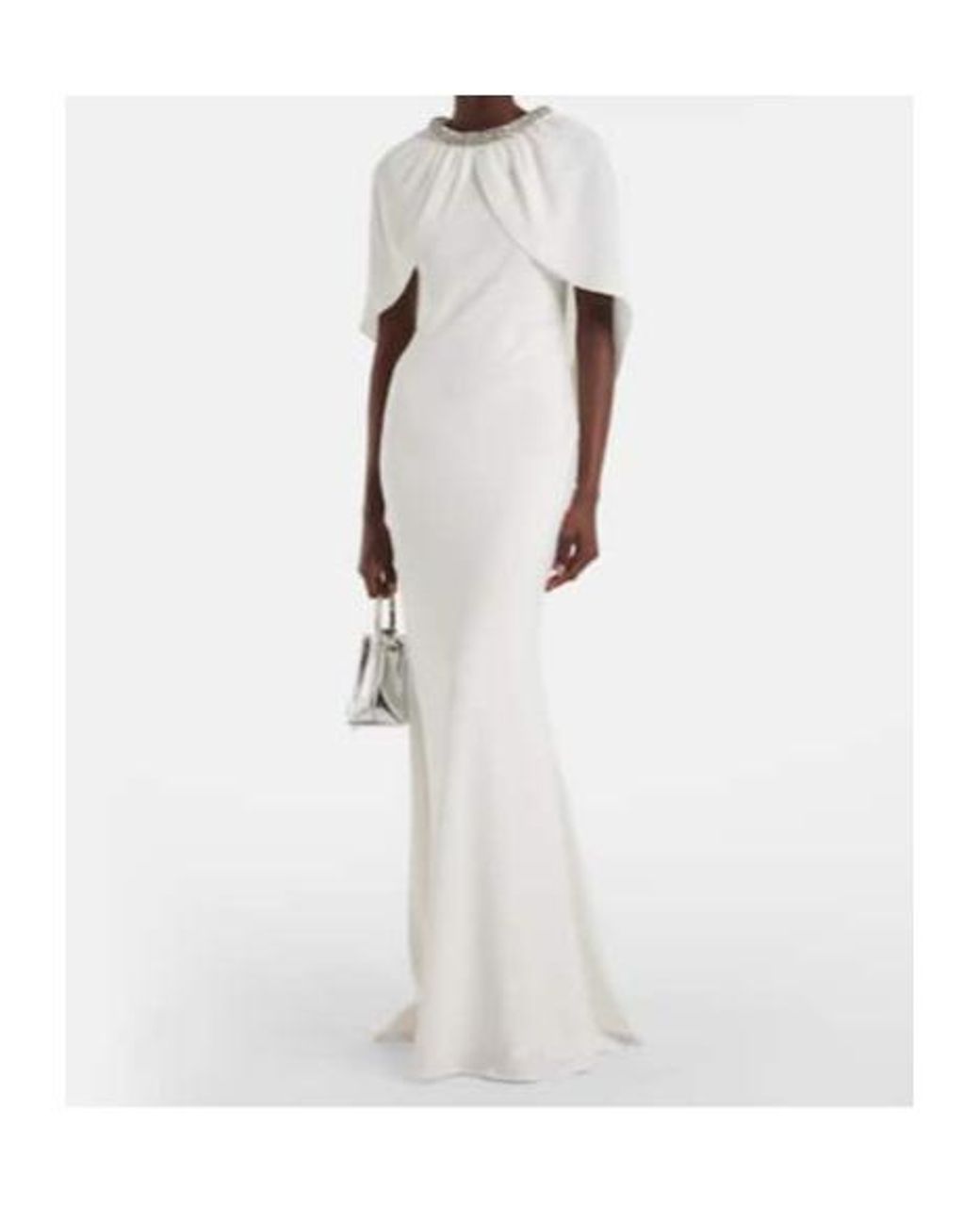 Roland Mouret White Embellished Shawl Dress