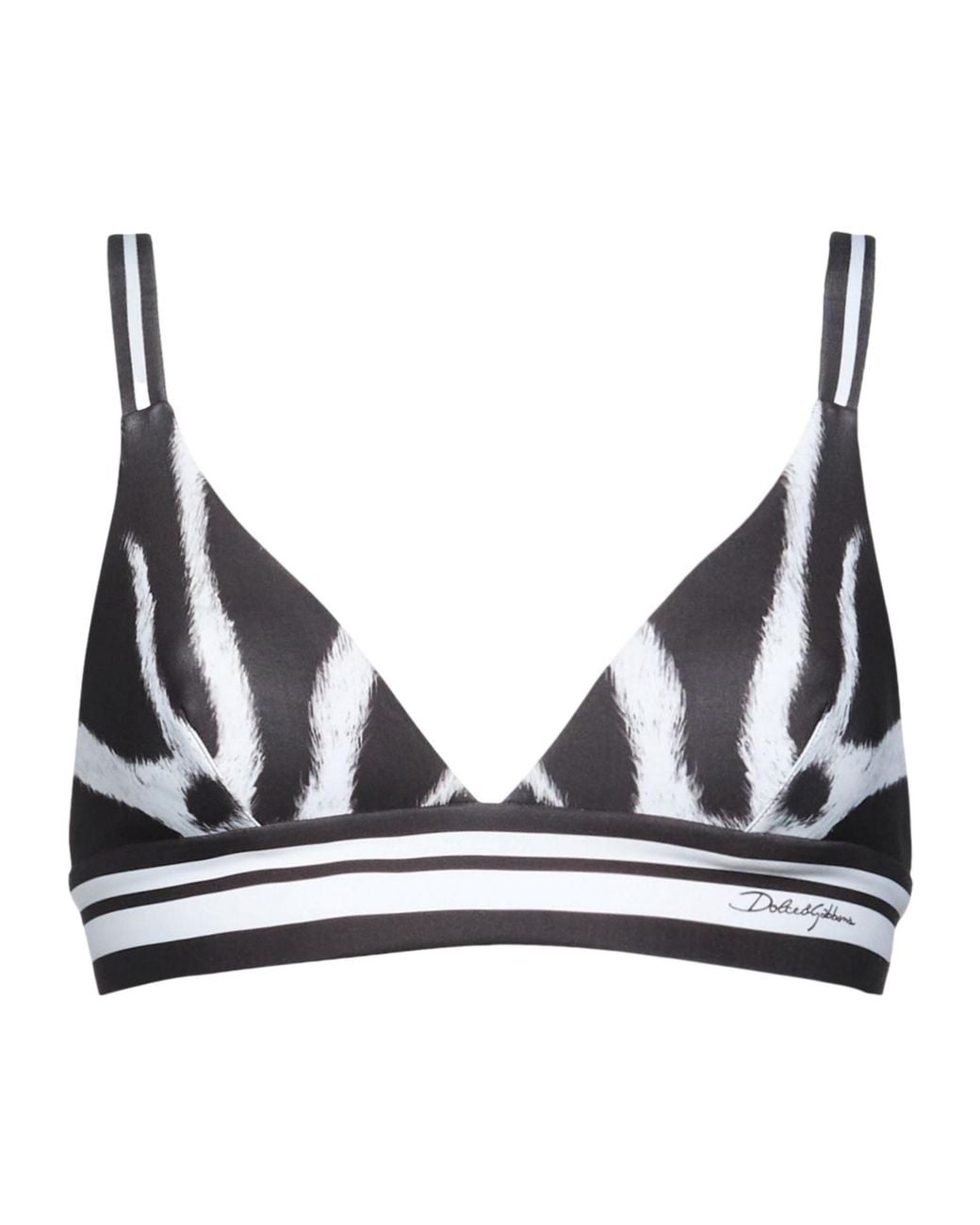 Dolce & Gabbana Black Zebra-Print Bikini Top