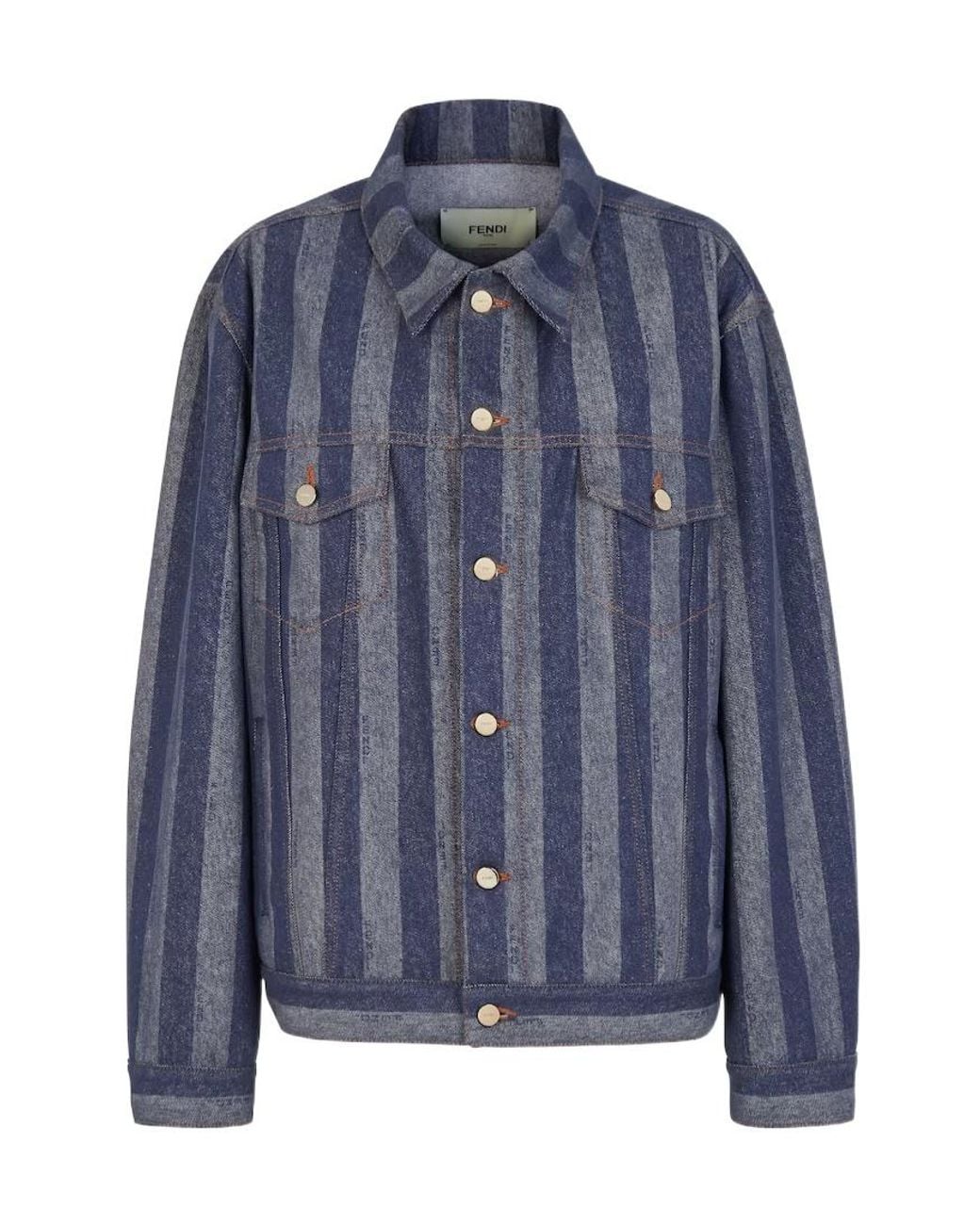 Fendi Blue Striped Button-Up Jacket