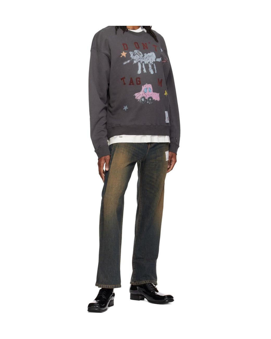 Maison Mihara Yasuhiro Black Graphic-Print Sweatshirt for men