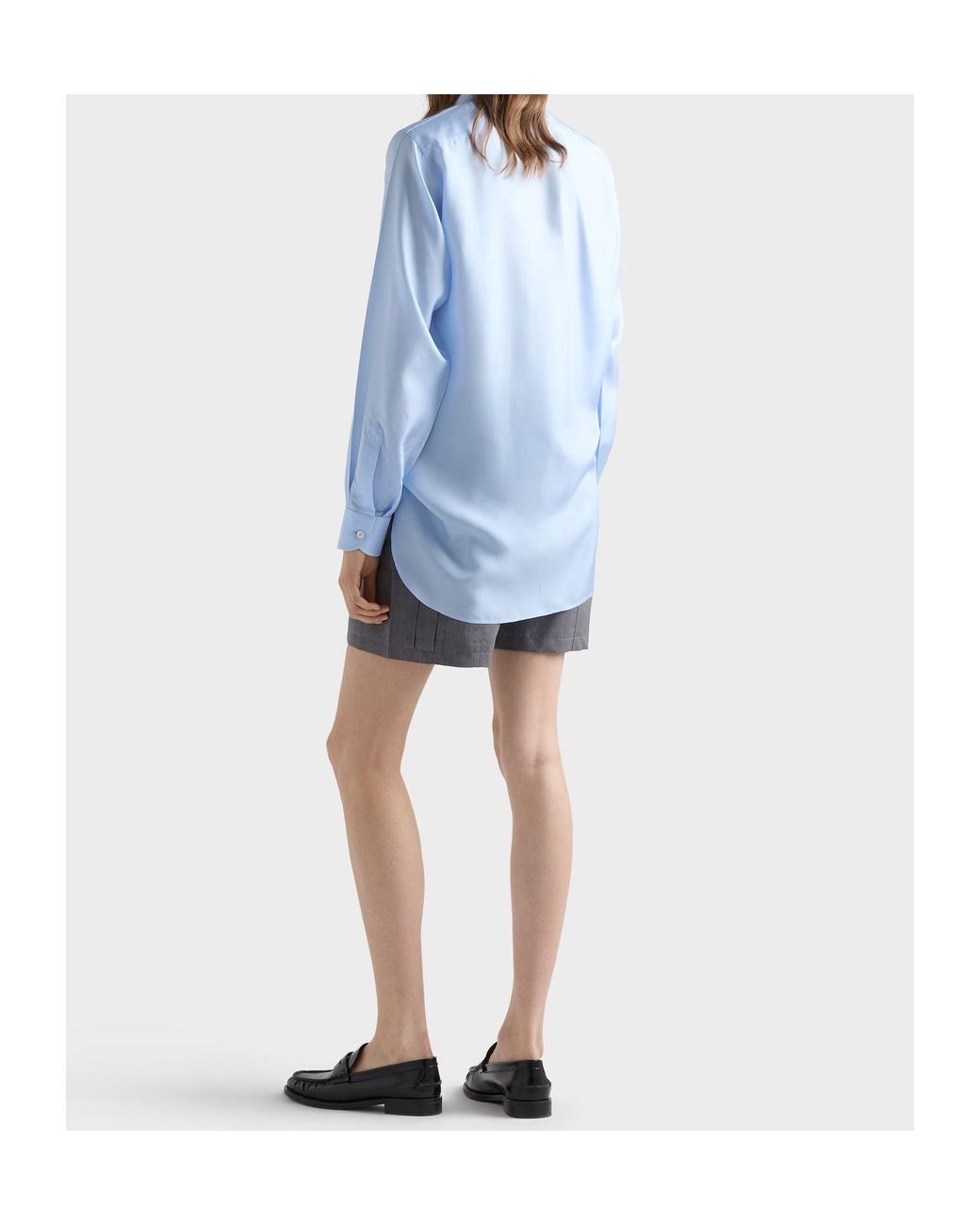 Prada Blue Silk Poplin Shirt