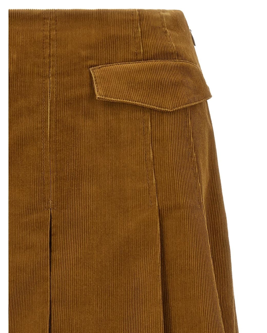 Tory Burch Brown Pleated A-Line Skirt