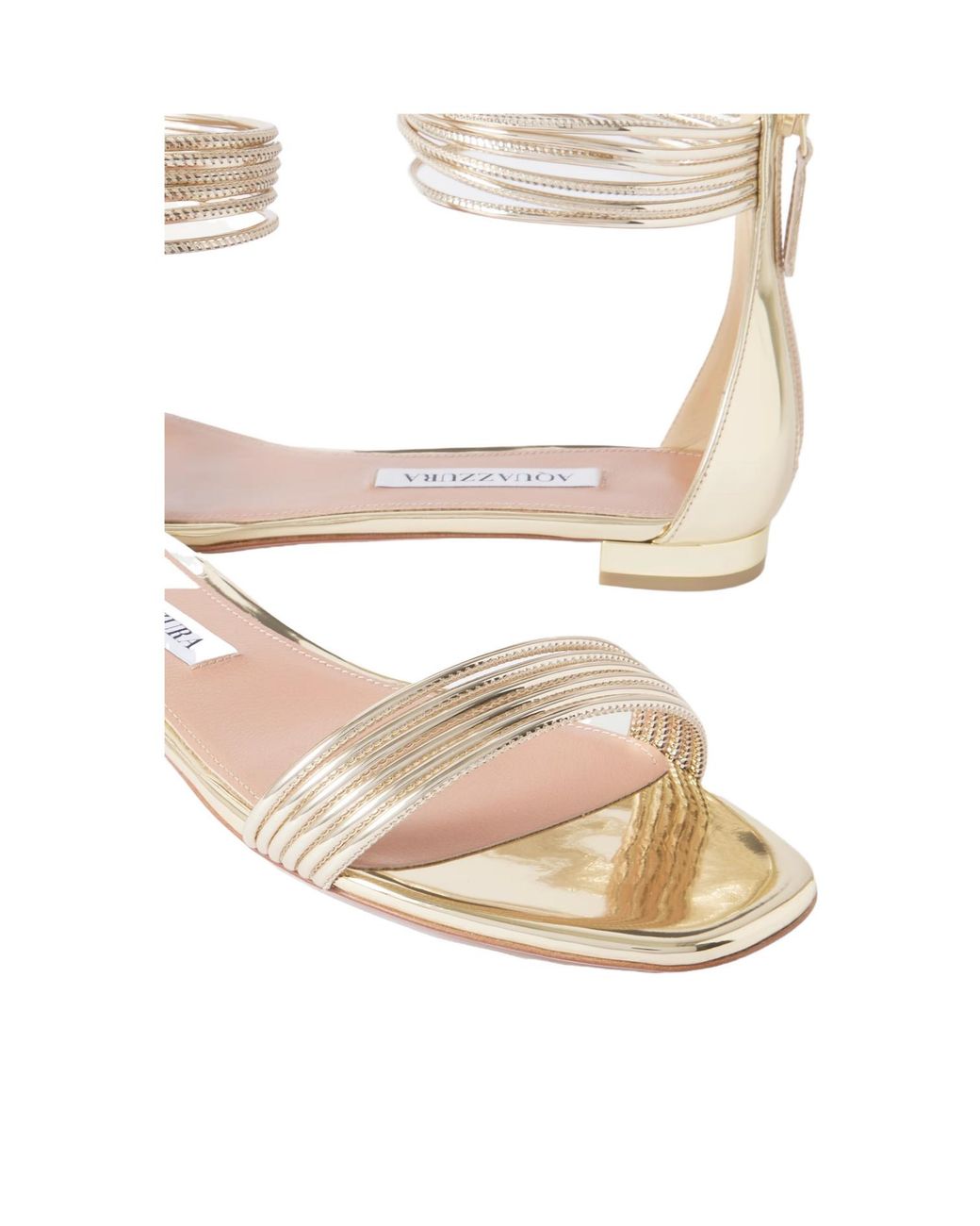 Aquazzura Sway Metallic-Leather Sandals