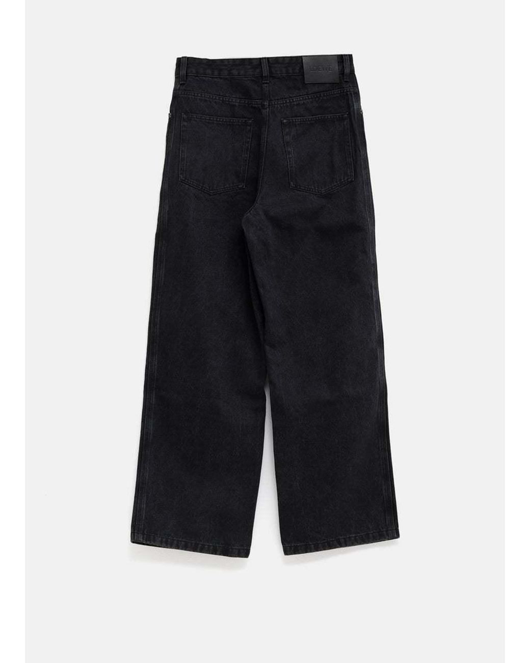 Loewe Black Anagram Baggy Wide Leg Jeans for men