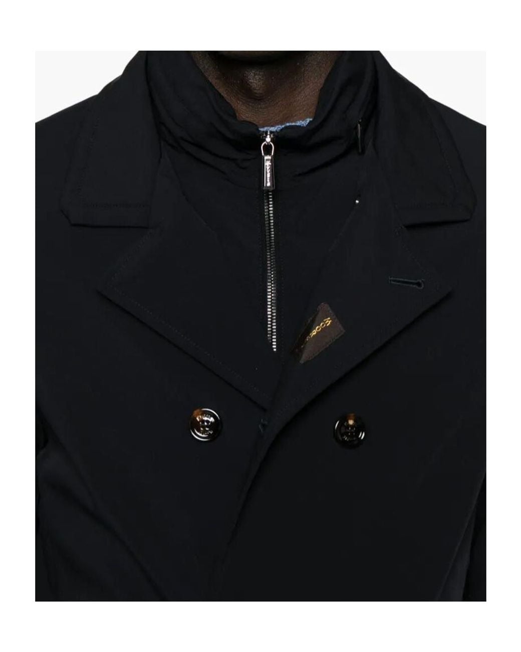 Moorer Black Volmer Double-Breasted Peacoat for men