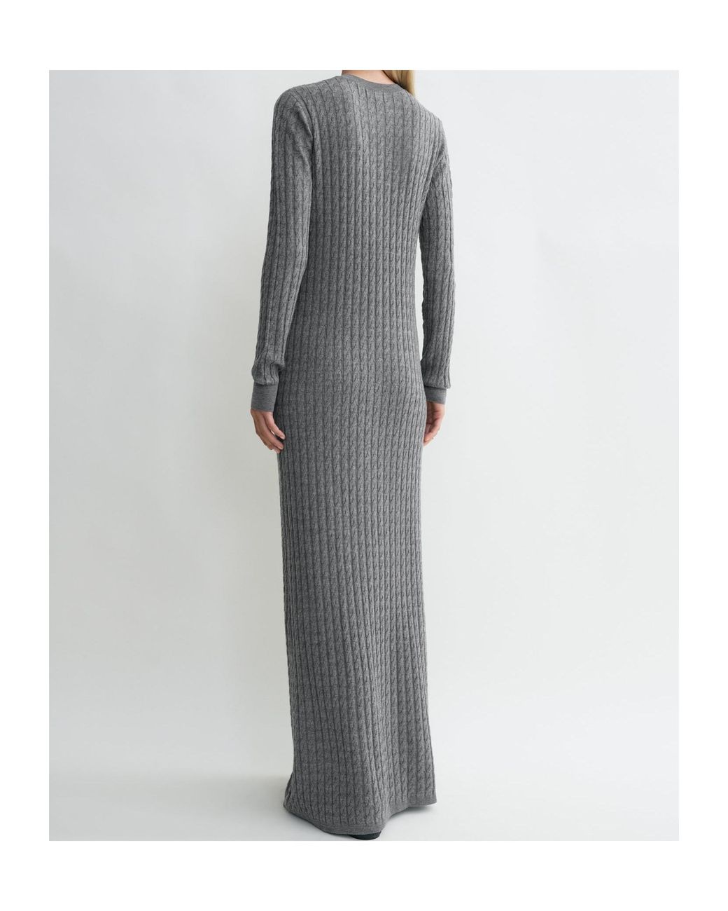Totême  Gray Totême Long Sleeved Ribbed Maxi Dress