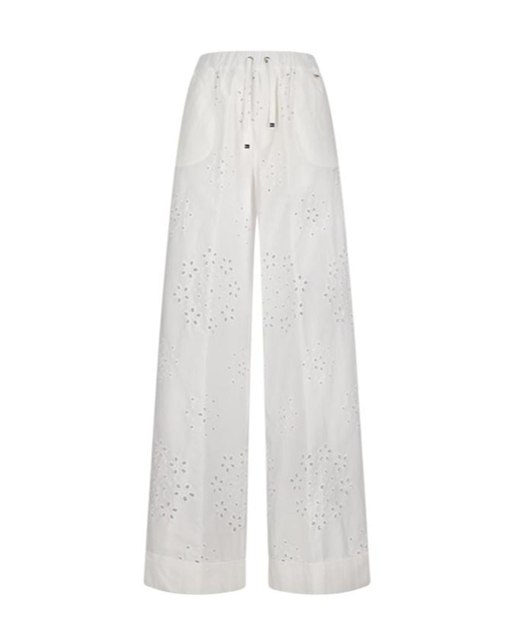 Herno White Broderie Anglaise Wide-Leg Pants