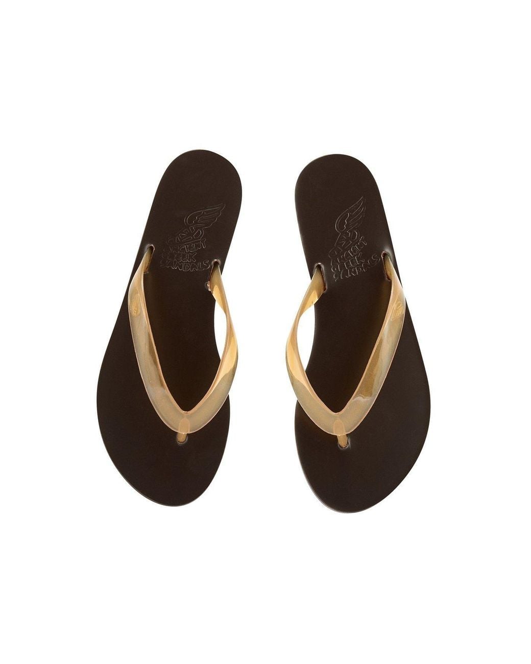Ancient Greek Sandals Black Solid Color Flip Flops