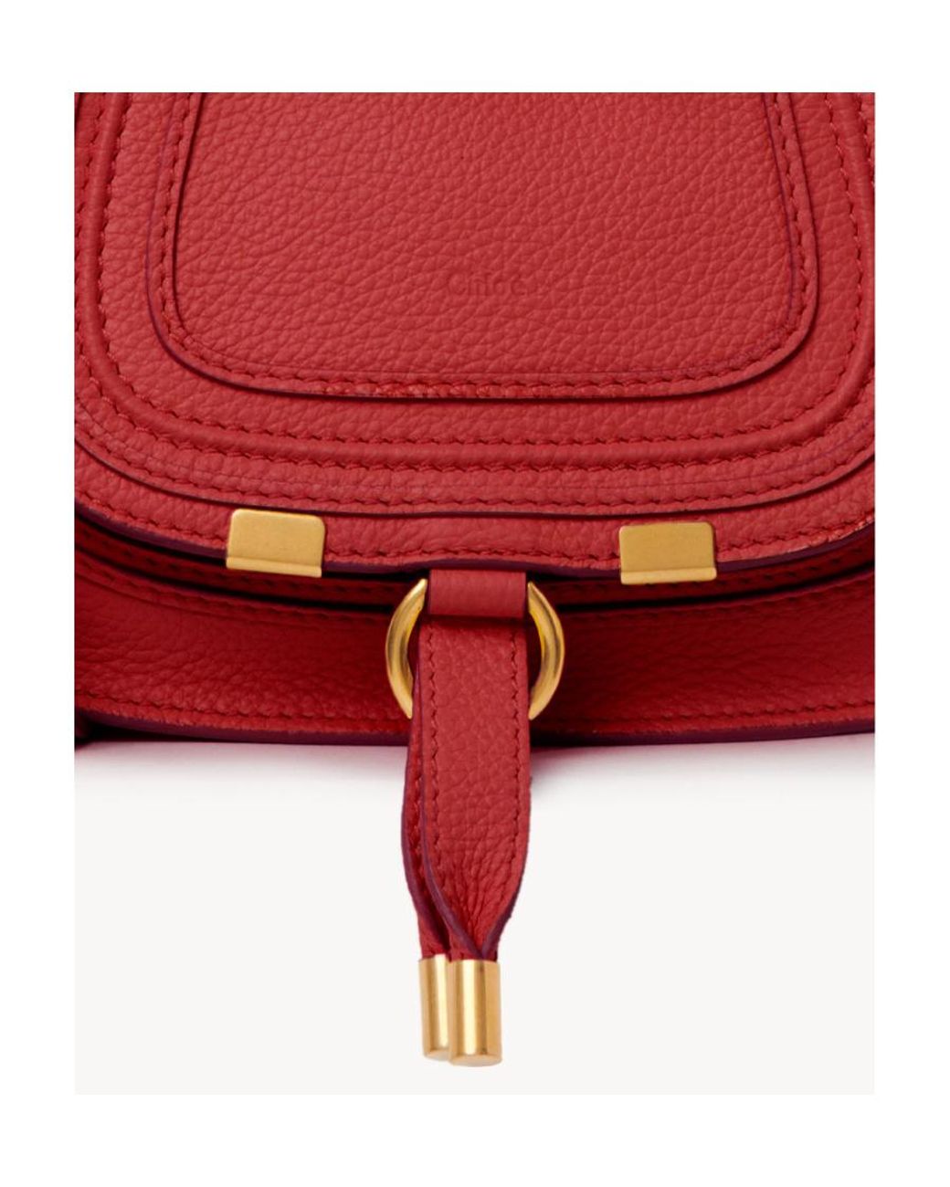 Chloé Red Debossed-Logo Leather Shoulder Bag