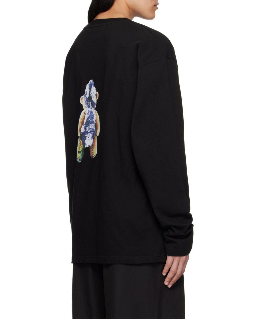 we11done Black Graphic Print T-Shirt for men