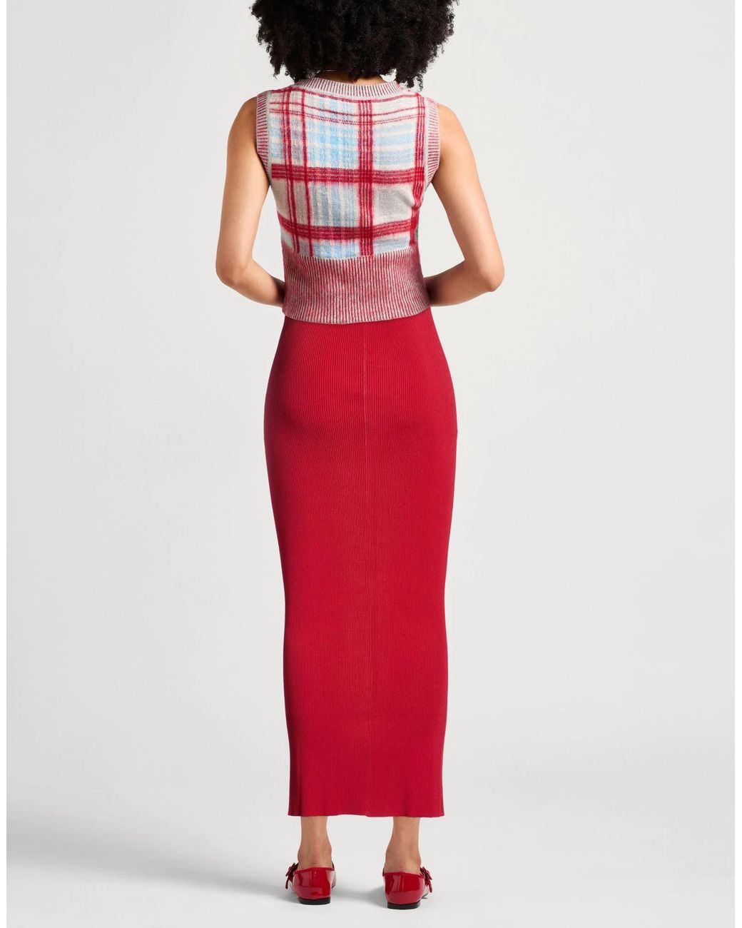 Marni Red Solid Color Knitted Bodycon Dress