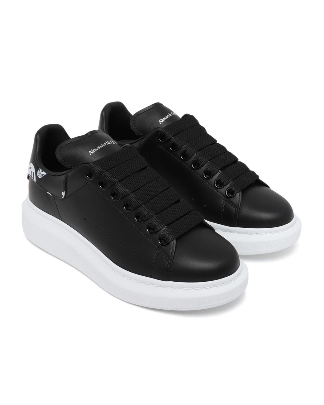McQueen Black Skull Logo Low-Top Sneakers