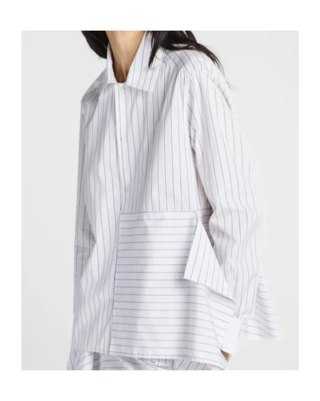 J.W. Anderson White Pinstripe-Print Asymmetric-Hem Shirt