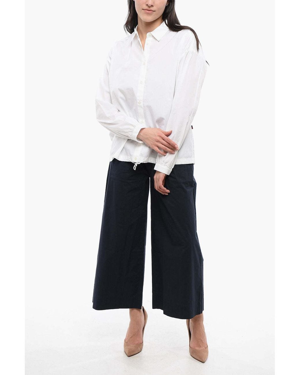 Woolrich White Drawstring-Hem Blouse