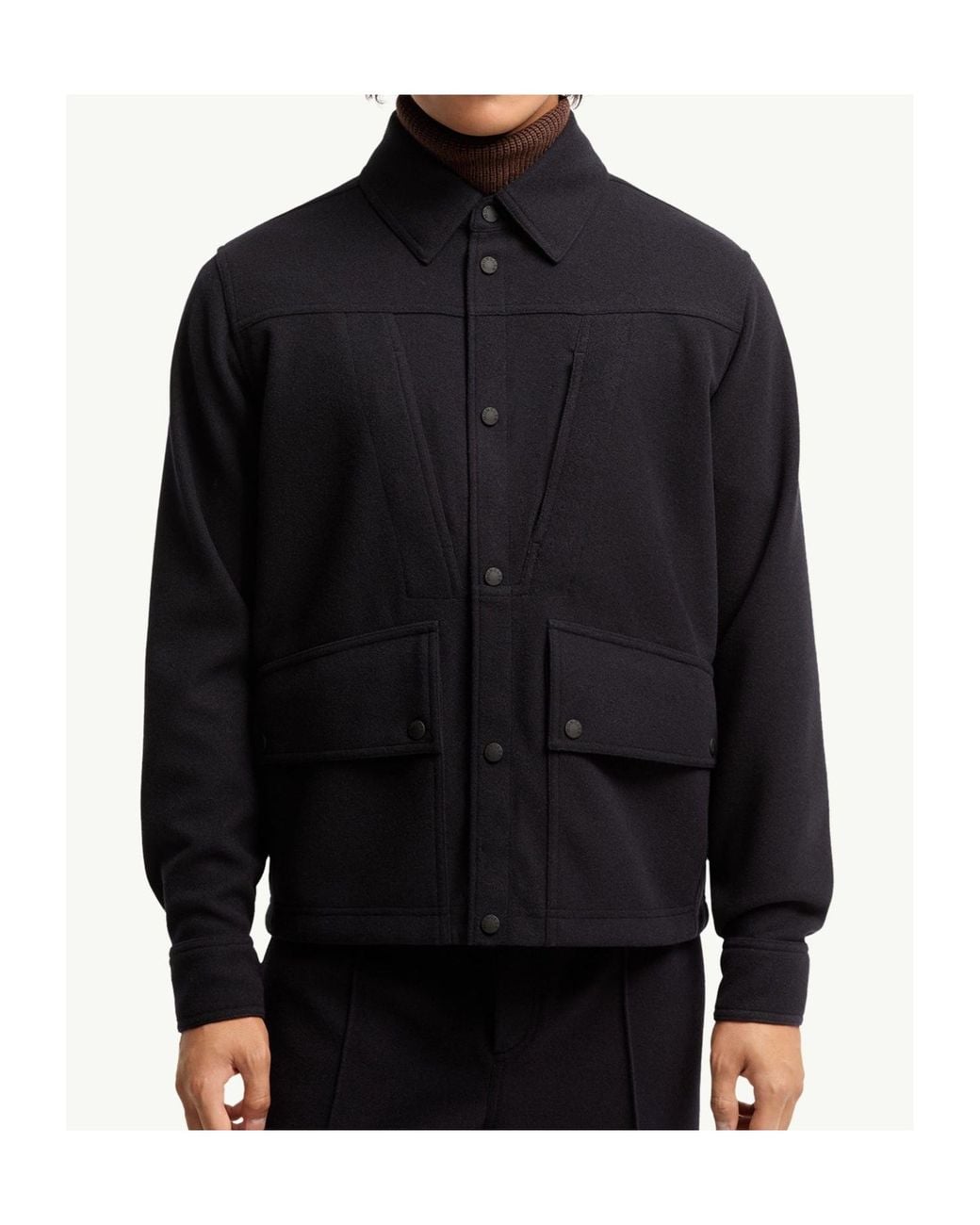 Moncler Blue Interlock Long Sleeve Shirt for men