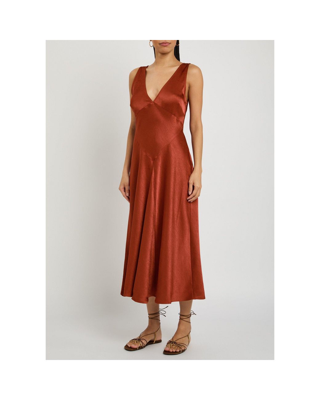 Polo Ralph Lauren Red Satin V-Neck Dress