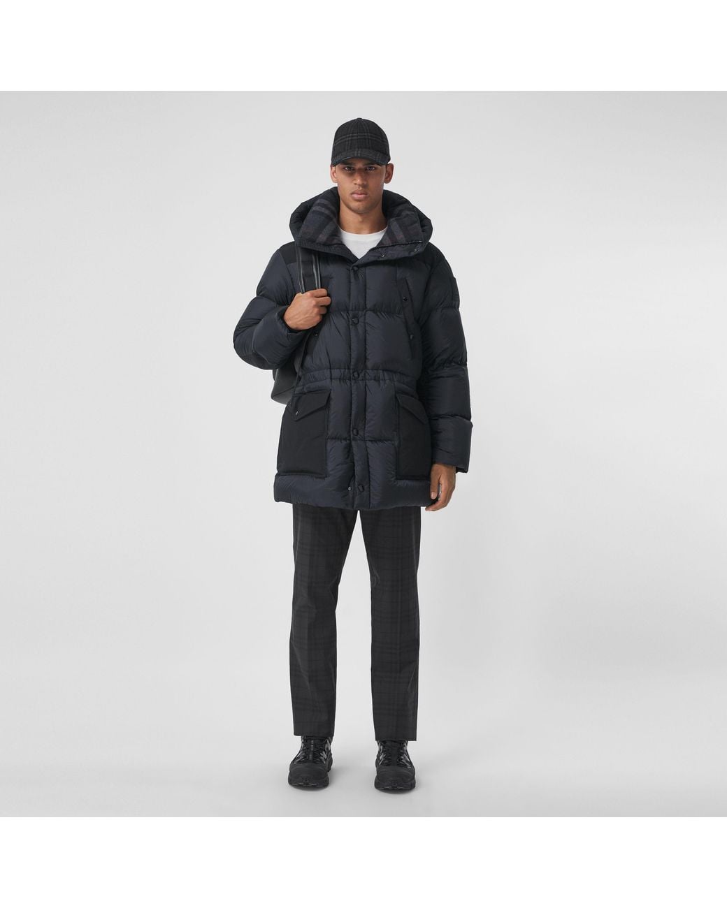 Burberry Blue Logo Appliqué Nylon Puffer Coat for men
