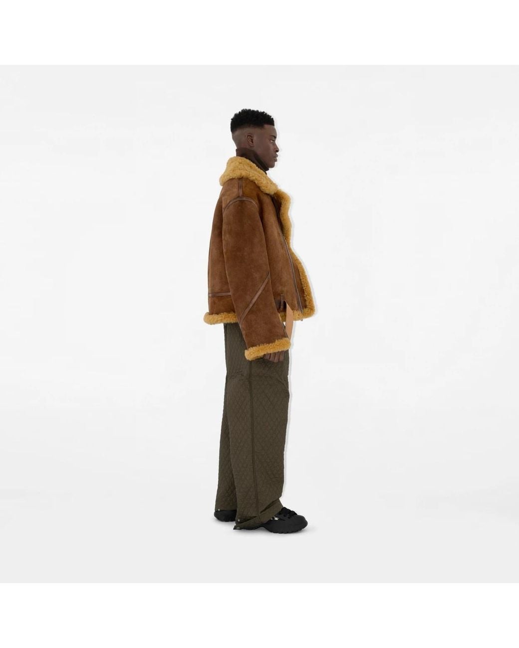 Burberry Green Diamond-Quilted Straight-Leg Trousers for men