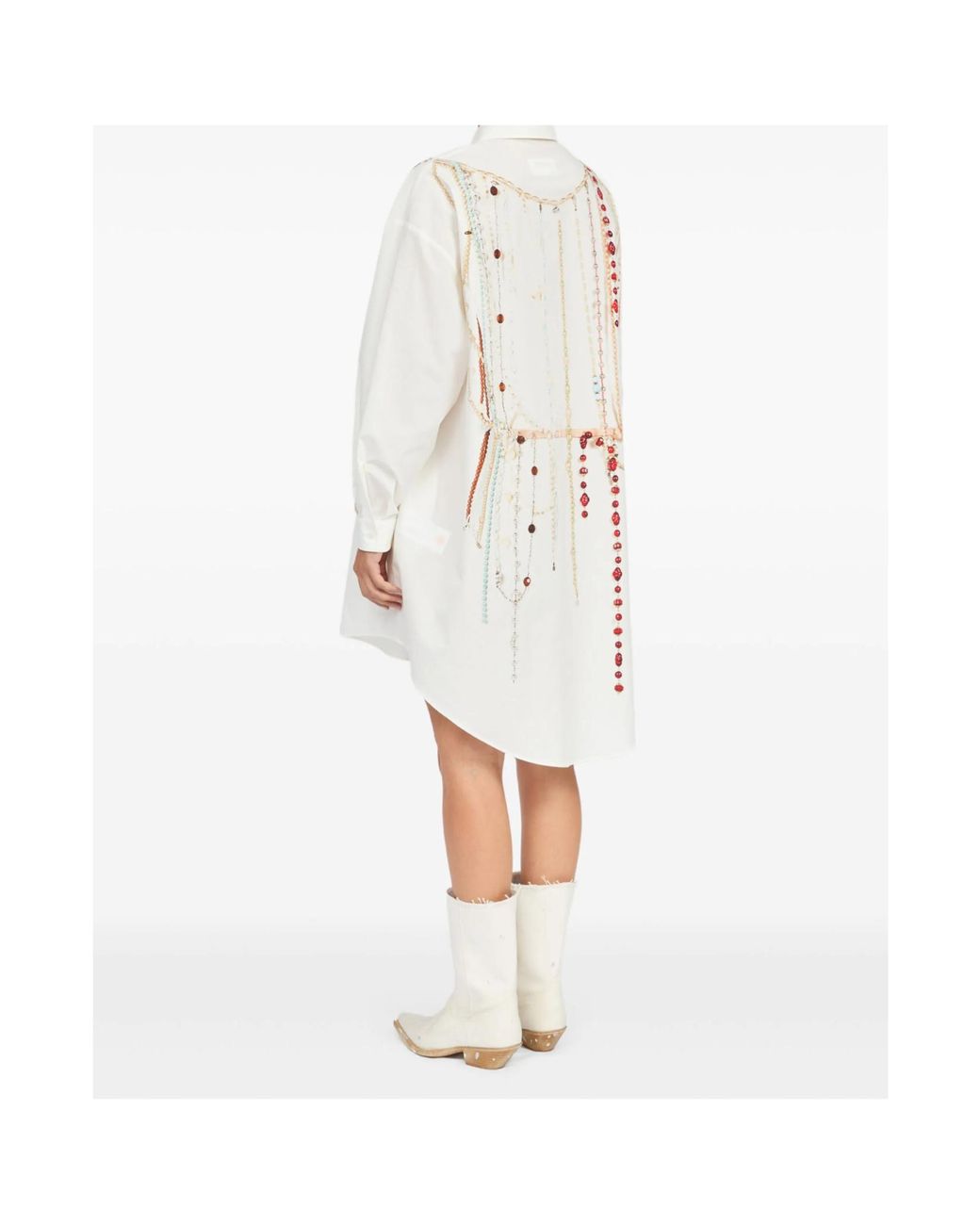 MM6 by Maison Margiela White Embellished Oversized Shirt Dress