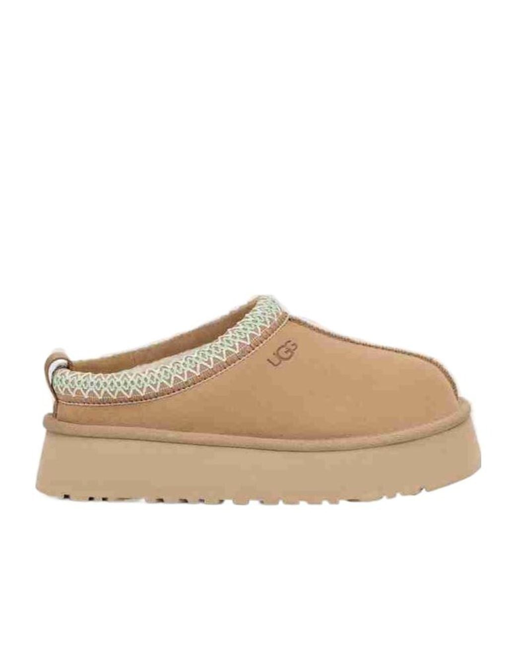Ugg Natural Tazz Logo Embossed Platform Slippers