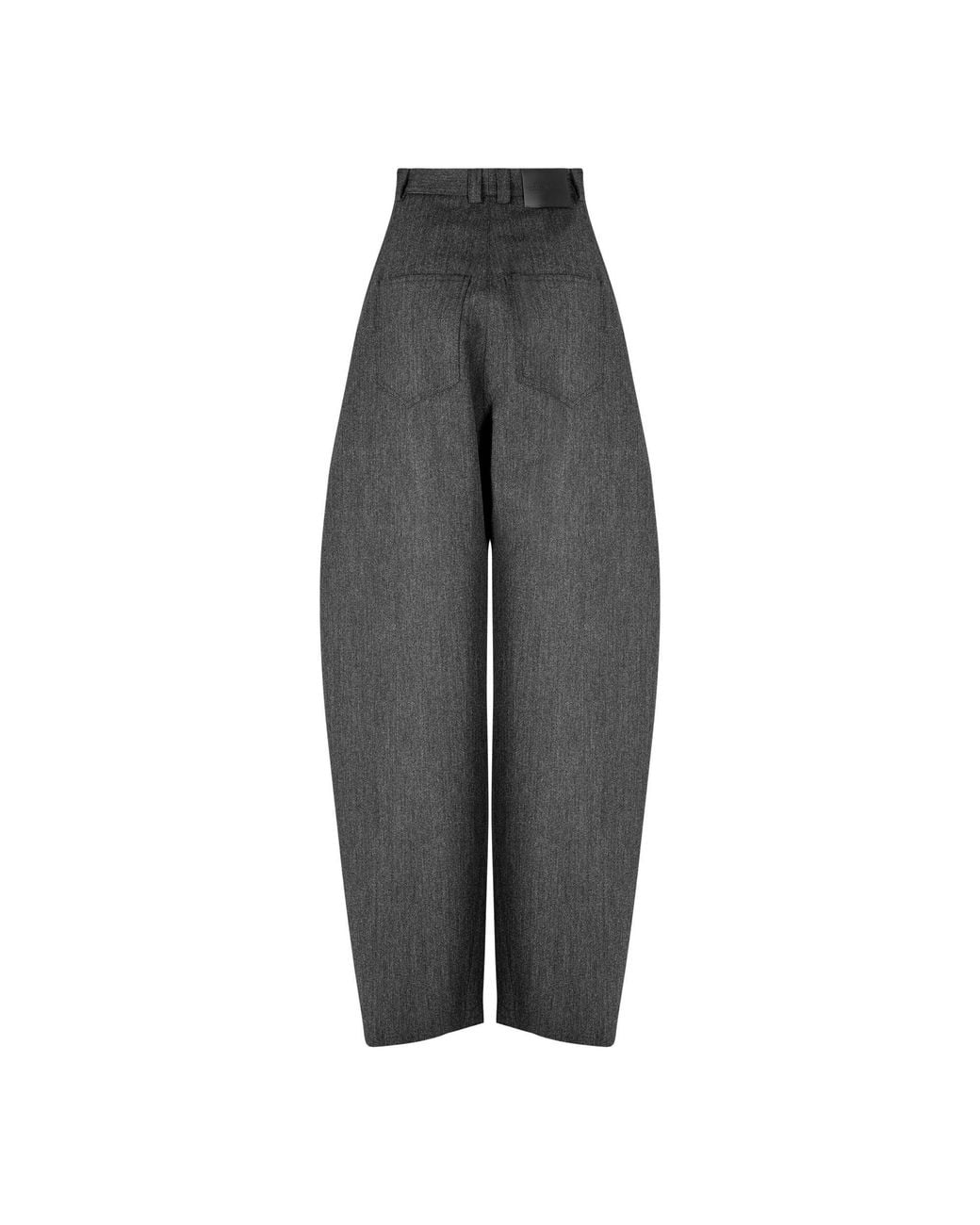 Balenciaga Gray Thin-Striped Curved Wide-Leg Pants