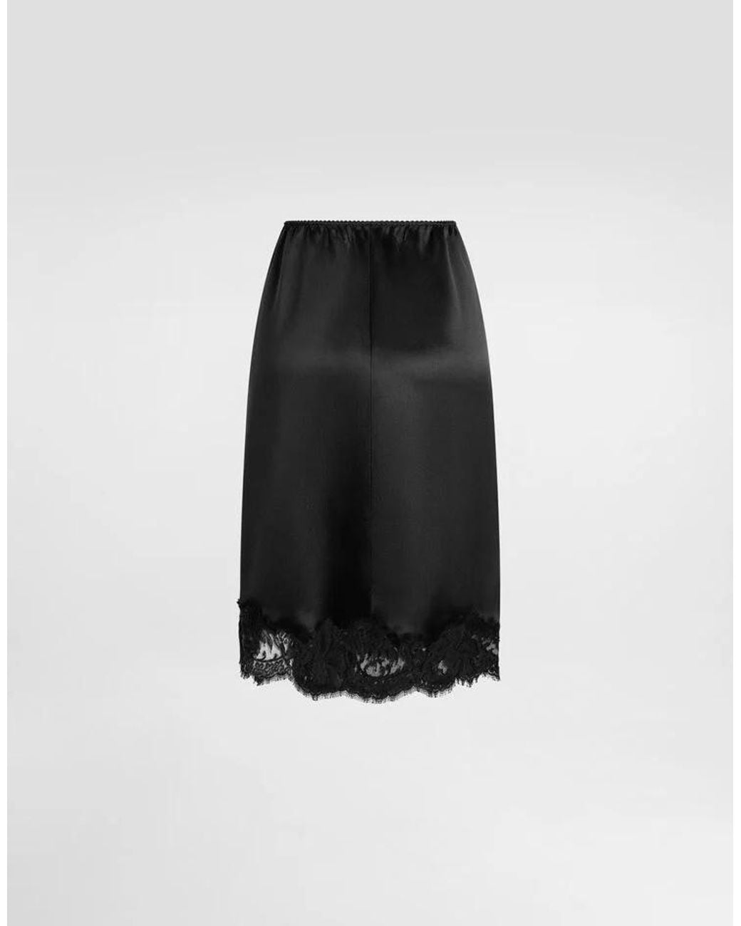 Dolce & Gabbana Black A-Line Satin Midi Skirt