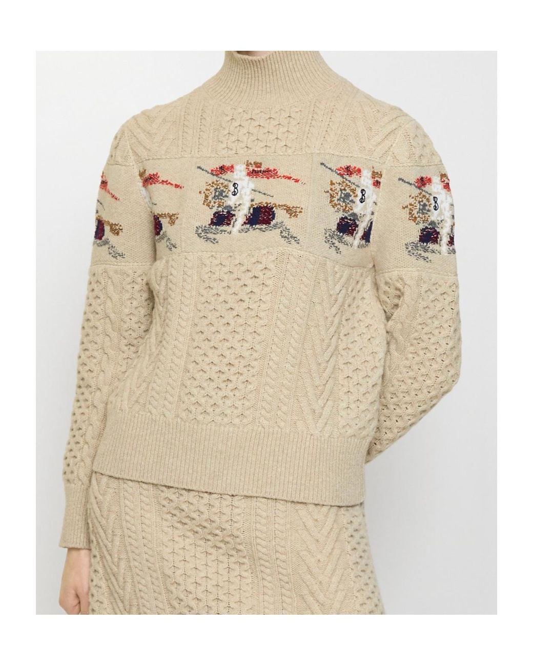 Burberry Natural Aran Intarsia Turtleneck Jumper