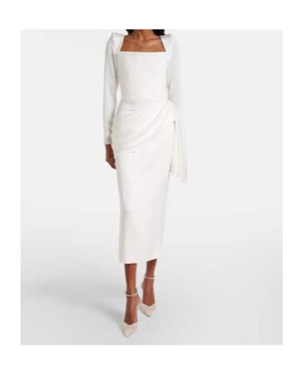 Alex Perry White Bridal Draped Crepe Satin Bustier Gown