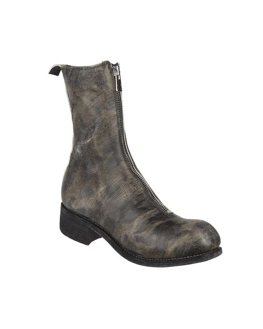 Guidi Brown Pattern Front Zipper Boots for men