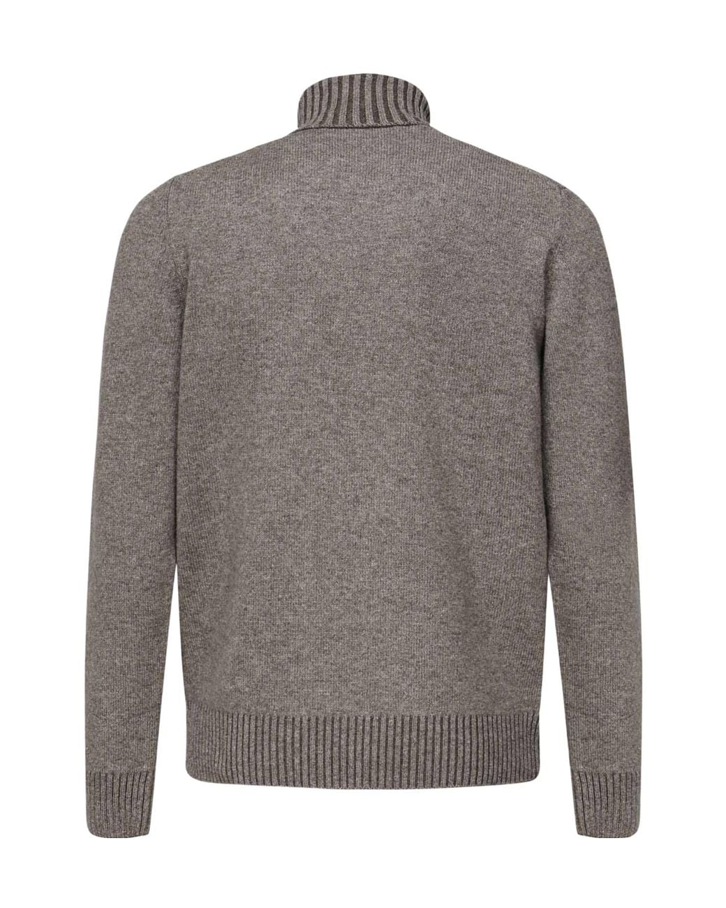 Giuliano Galiano Gray Ribbed Turtleneck Knitted Sweater for men