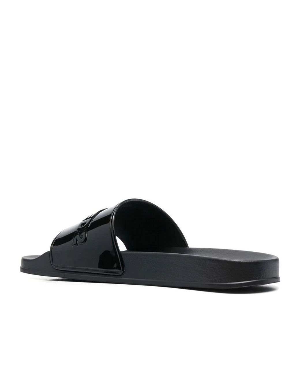 DSquared² Black Logo Embossed Slides for men