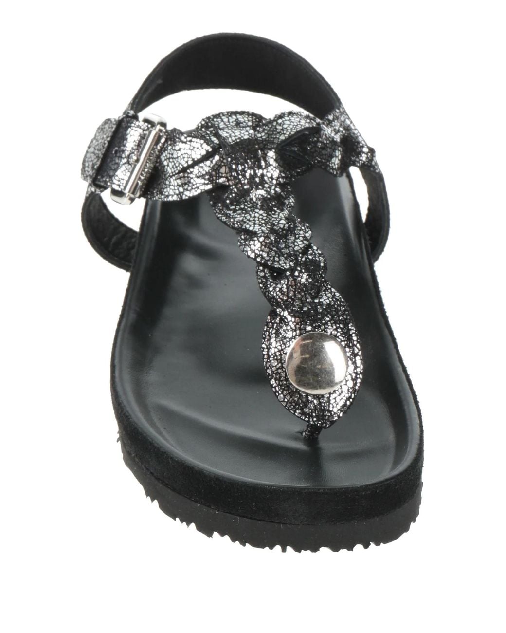 Isabel Marant Metallic Leather Flip-Flops in Black | Lyst