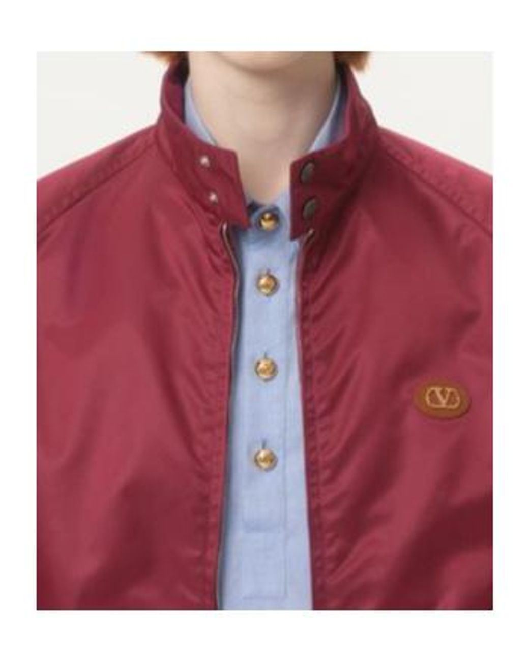 Valentino Red Logo Patch Zip-Up High Neck Jacket for men