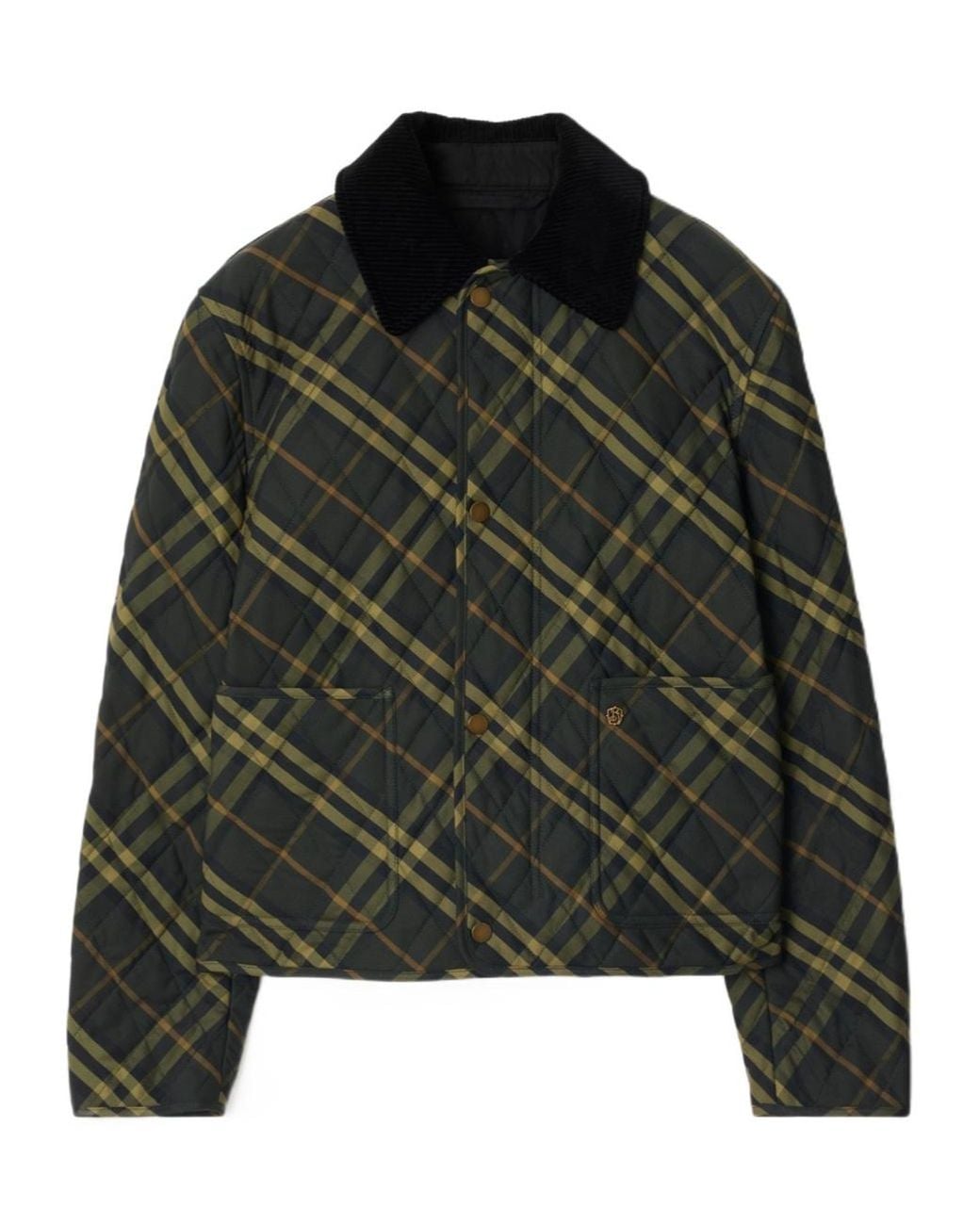 Burberry Green Check Printed Quilted Jacket