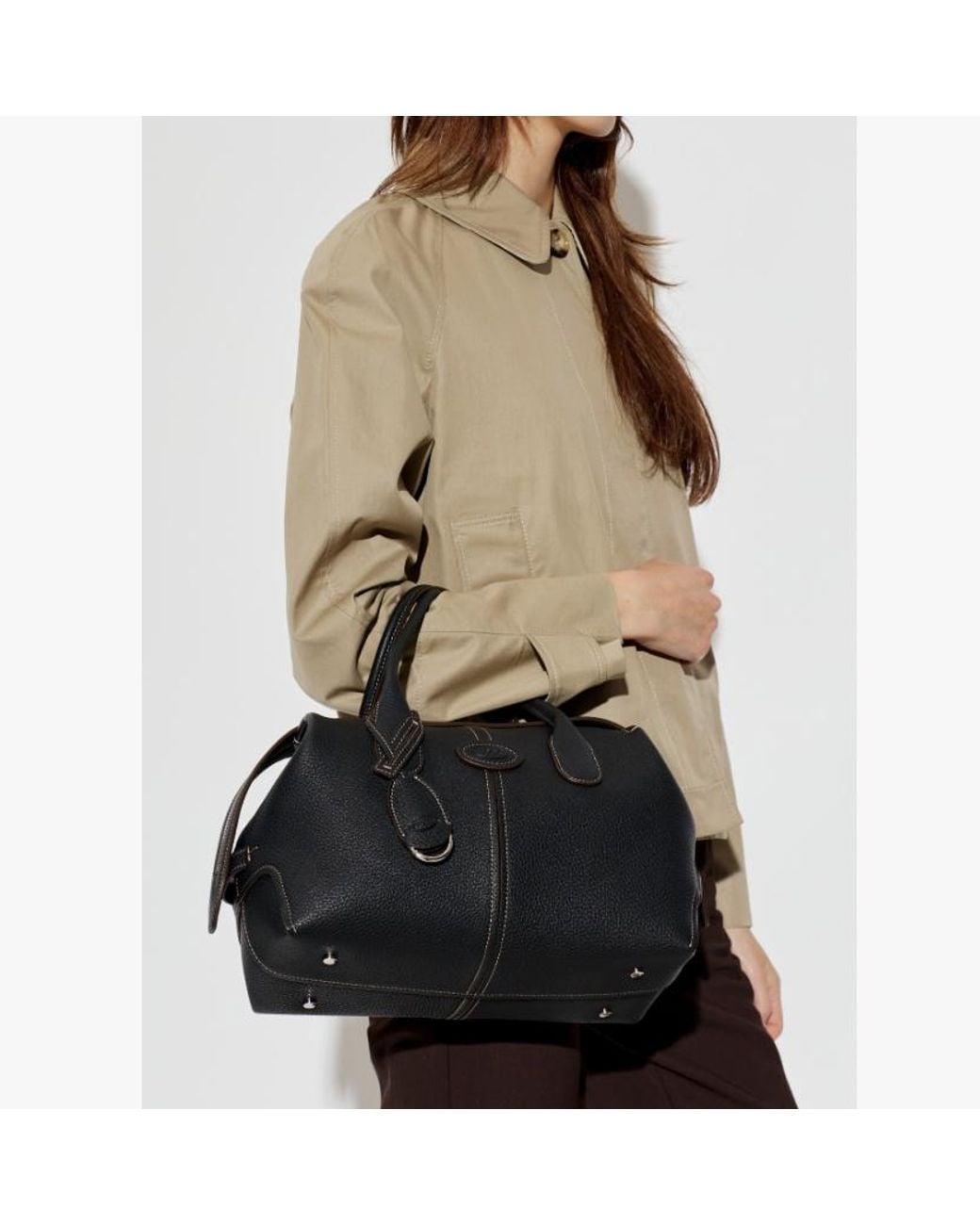 Tod's Black Logo Embossed Tote Bag