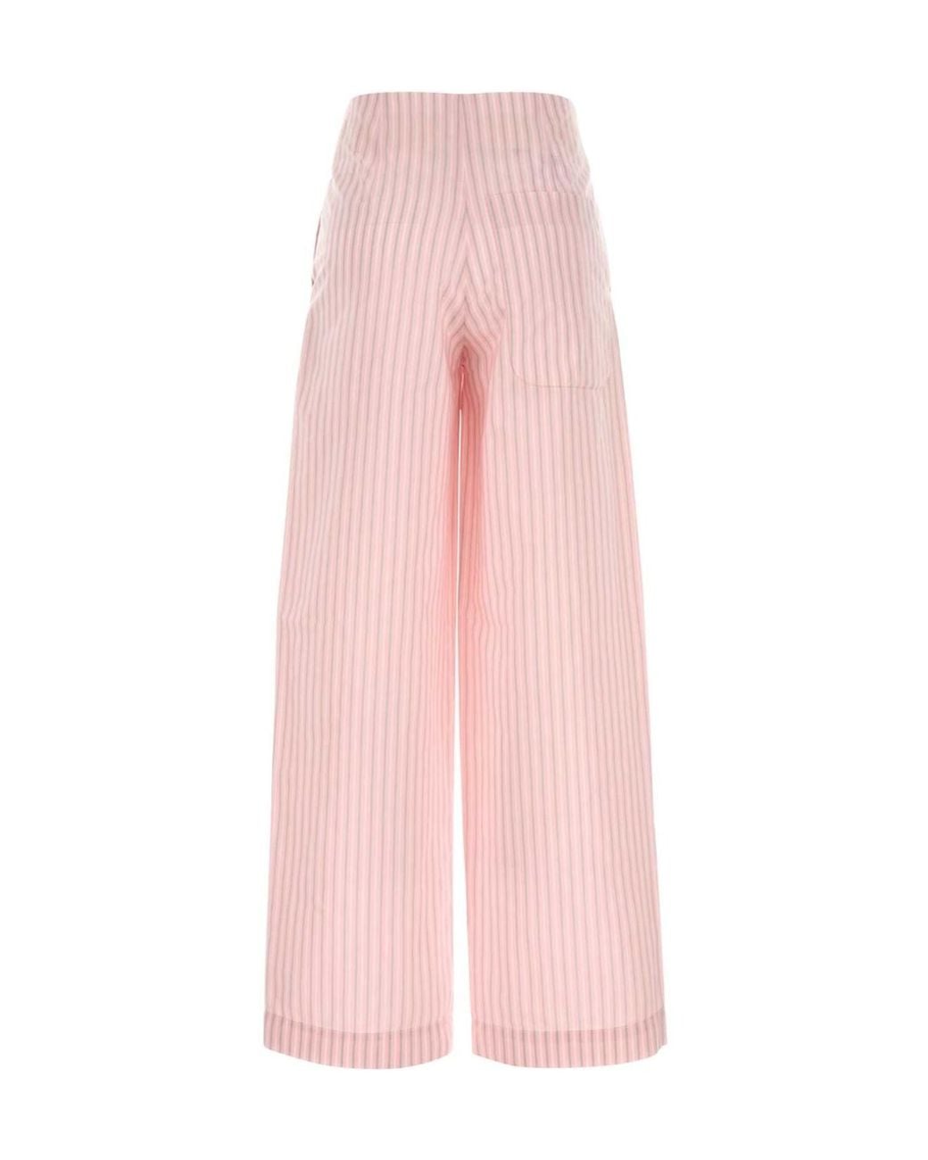 Philosophy Di Lorenzo Serafini Pink Stripe-Detailed Poplin Pants
