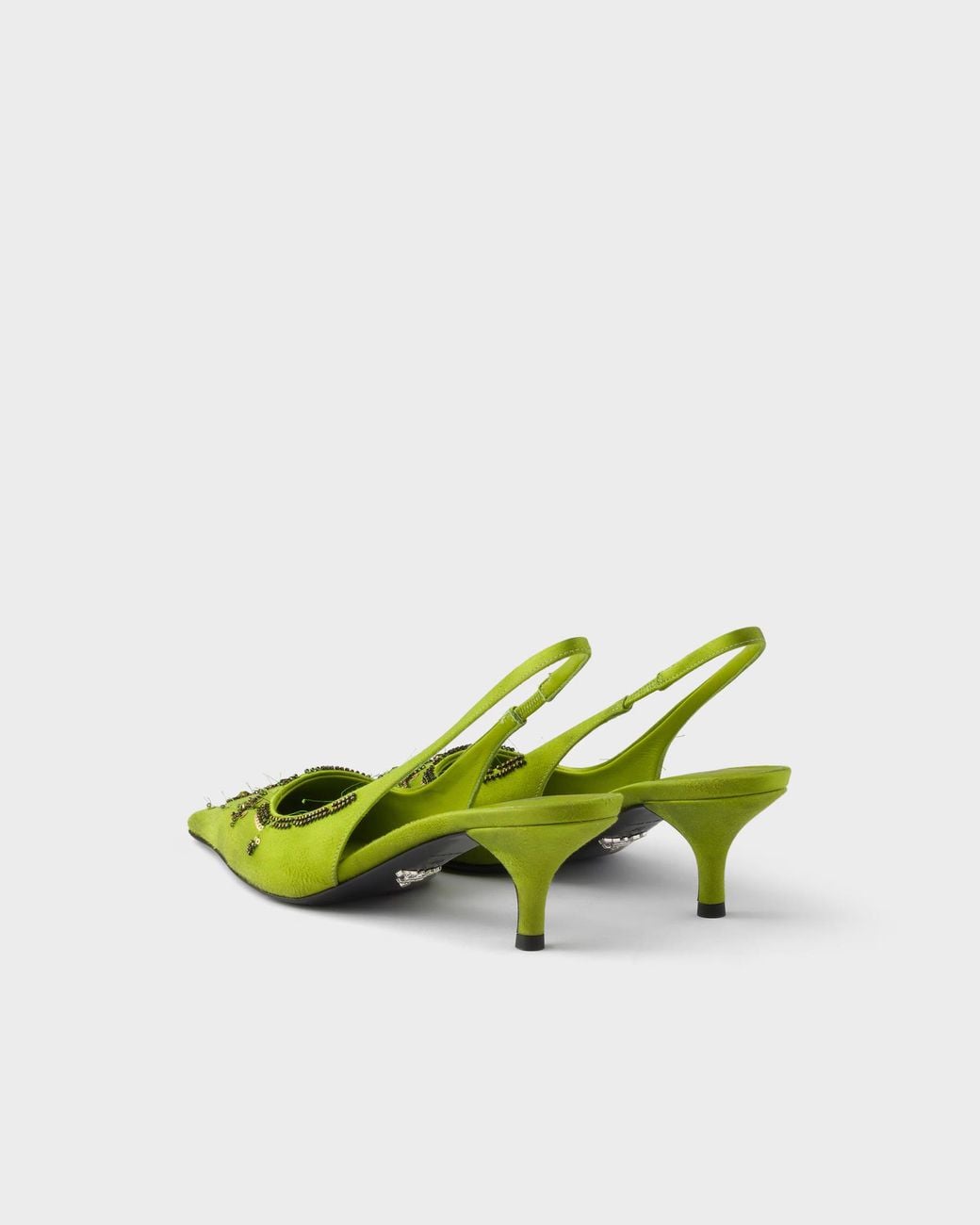 Prada Green Slingback Embellished Heeled Pumps