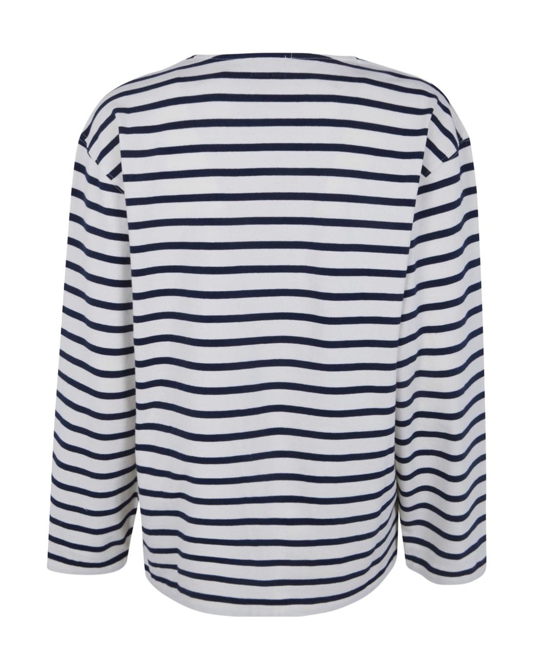 Anine Bing Blue Long-Sleeve Striped Relaxed Fit Top With Embroidered Logo