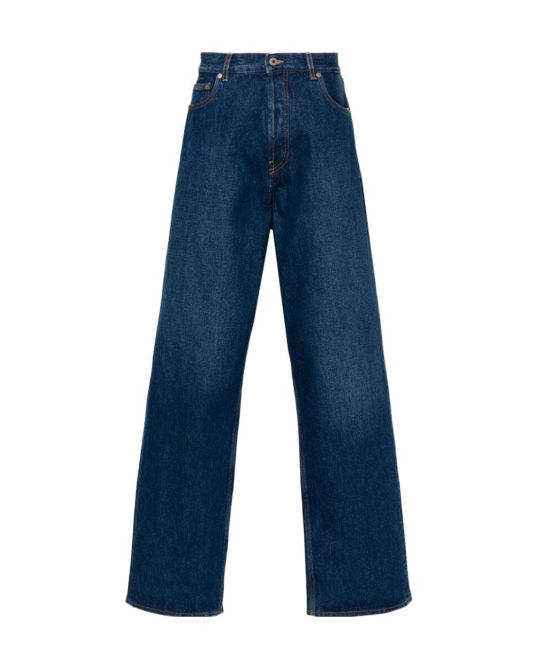 Off-White c/o Virgil Abloh Blue Logo Patch Wide Leg Jeans for men
