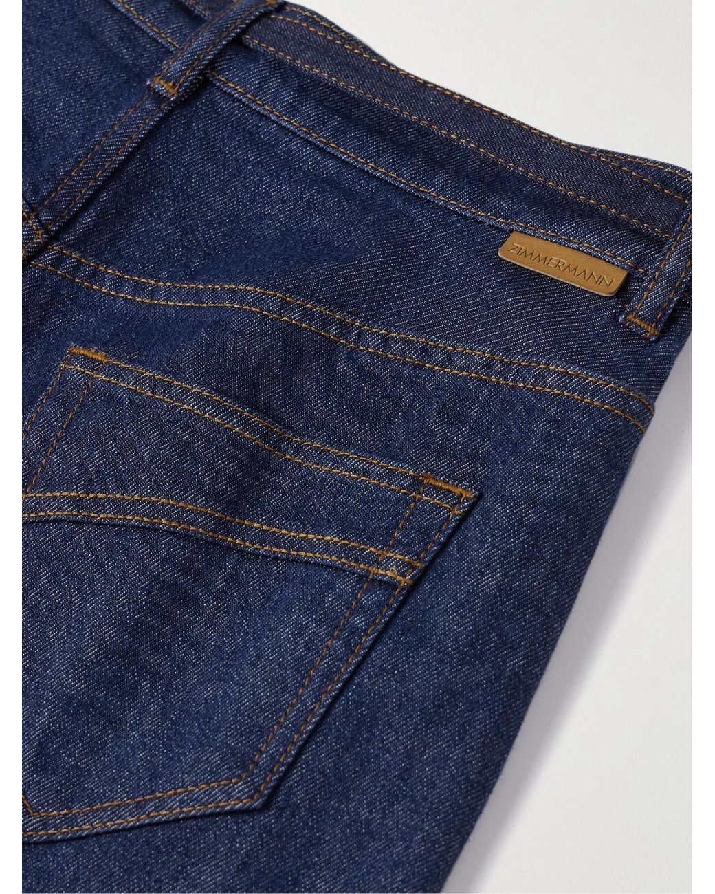 Zimmermann Blue Illuminate Belted High-Rise Barrel-Leg Jeans