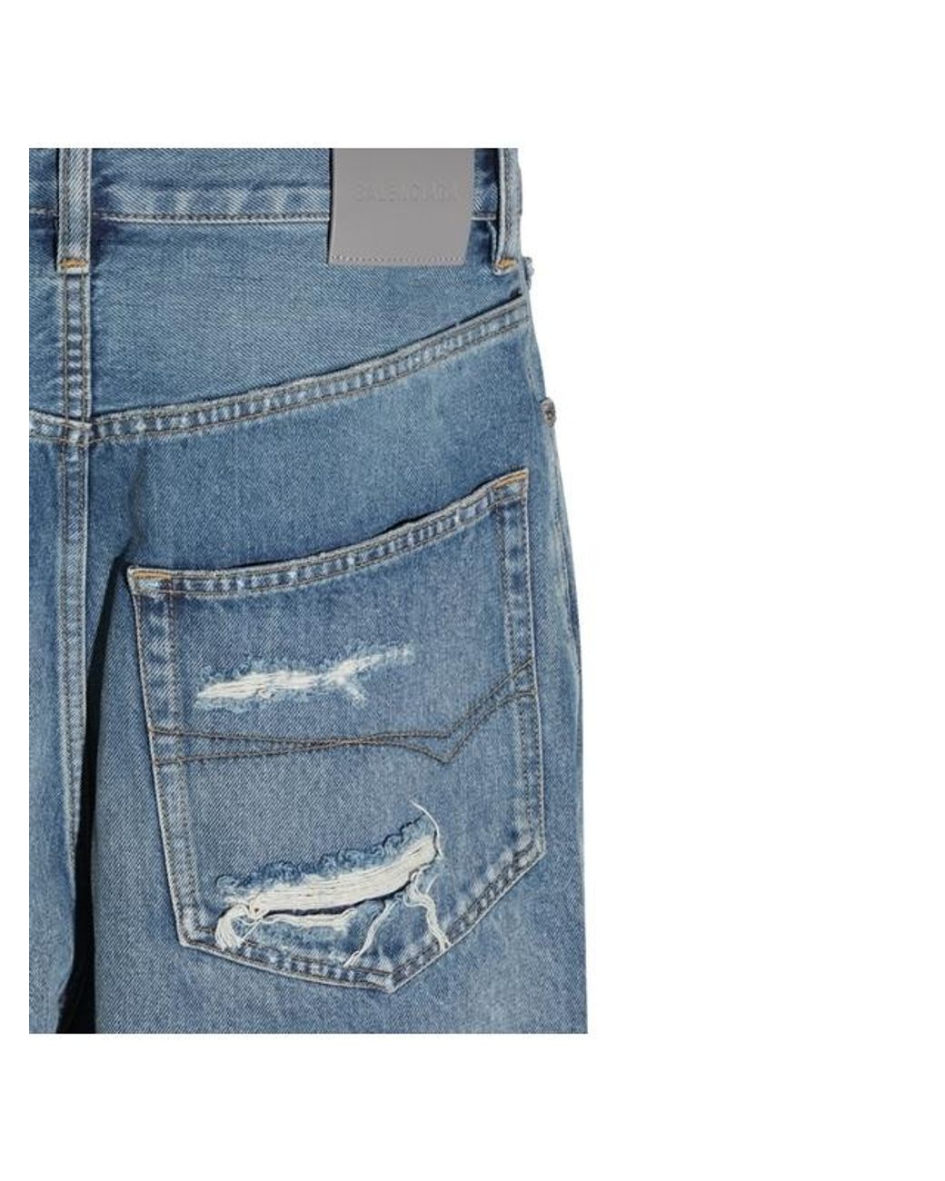 Balenciaga Blue Baggy Distressed Jeans for men