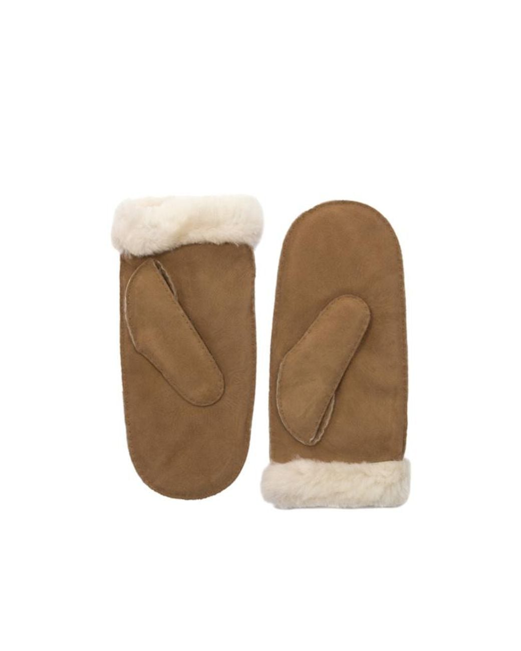 Ugg Brown Embroidered-Logo Shearling Mittens